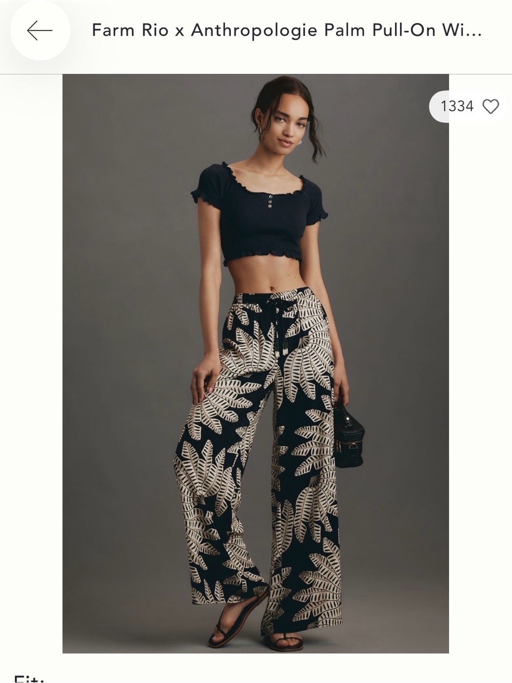 Farm Rio x Anthropologie Black Palm Pull-On Wide-Leg Pants